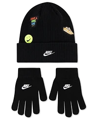 Nike Big Kids 2-Piece Patch Peak Beanie and Gloves Set