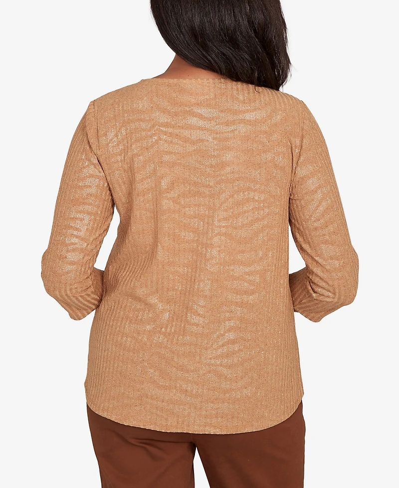 Alfred Dunner Petite Shimmer Jacquard Top