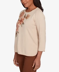 Alfred Dunner Petite Embroidered Flower Sweater