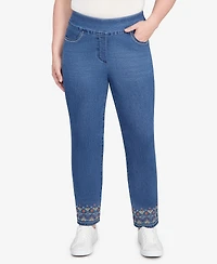 Alfred Dunner Petite Super Stretch Geometric Denim Ankle Pants