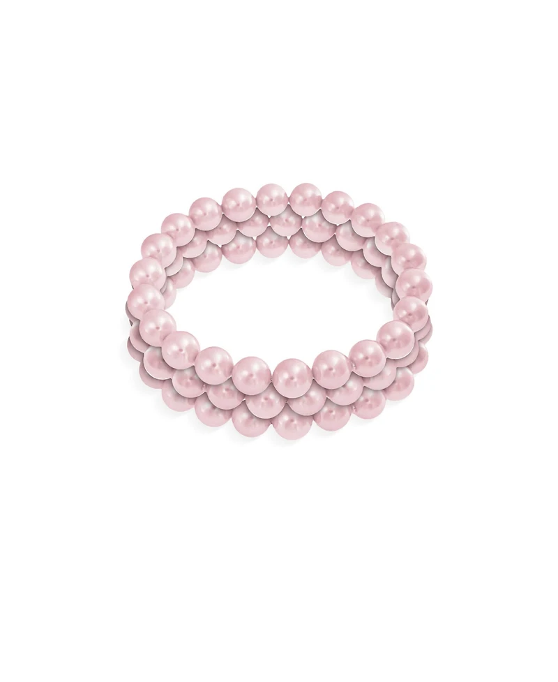 Bling Jewelry Set of 3 Stackable Stretch Bracelet with White Simulated Pearl 10MM Round Beads