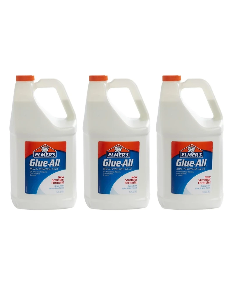 Elmer's Glue-All Multi-Purpose Liquid Glue, Extra Strong, Great for Making Slime, 1 Gallon, Pack of 3