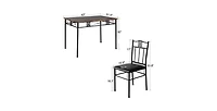 Slickblue Wood-Top Farmhouse Dining Table with 4 Upholstered Chairs, 5-Piece Set