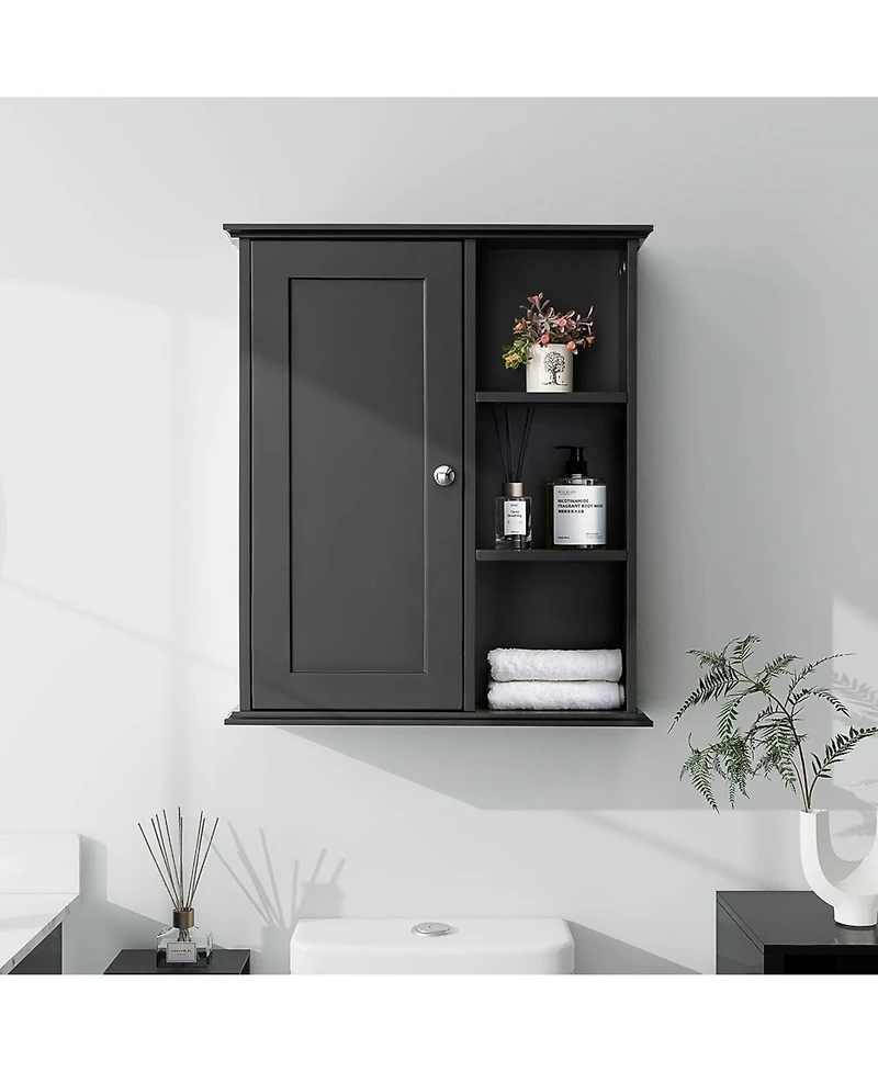 Vanirror Over The Bathroom Cabinet - Wall Mounted Bathroom Storage with Shelves, Wooden Medicine Cabinet for Bathroom, Kitchen, Laundry Room (Black)