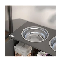 Aostirmotor 44in-l Elevated Dog Bowls Storage Cabinet Raised Dog Bowl Stand Feeding Station