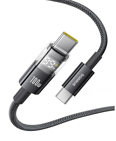 Baseus Usb C Cable, 100W 5A Fast Charging Usb C Charger Cable with Led Display,6.6ft Braided Usb C to Usb C Cable