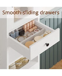 Tall Bathroom Cabinet with Drawer, Door and Adjustable Shelves, White