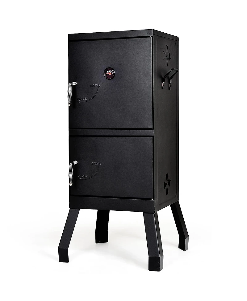 Costway Vertical Charcoal Smoker Bbq Barbecue Grill w/ Temperature Gauge Outdoor