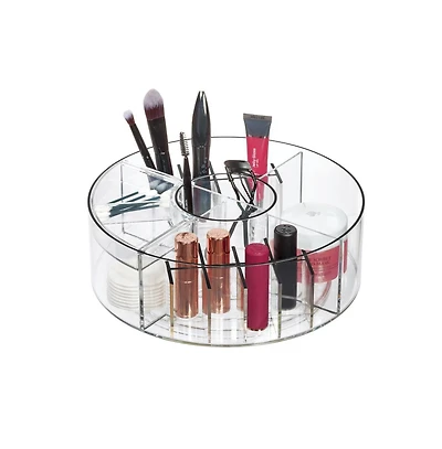 iDesign Rotating Makeup Organizer with Dividers - Clear