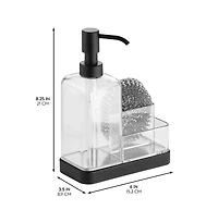 iDesign Stainless Steel Sink Caddy with Soap Pump, Clear/Matte Black