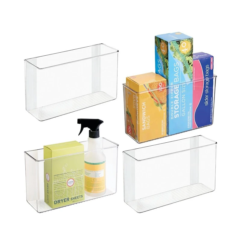 iDesign Adhesive Organizer Bin for Kitchen - Set of 4 - Clear