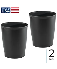 iDesign Round Plastic Bathroom Trash Cans - Set of 2 - Black - Made in Usa