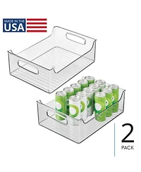 iDesign Plastic Stackable Pantry Bin with Handles, Set of 2, Clear, Made in Usa