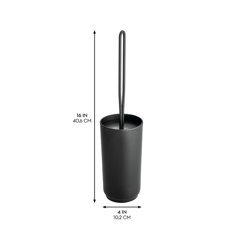 iDesign Stainless Steel Toilet Brush and Holder for Bathroom - Matte Black