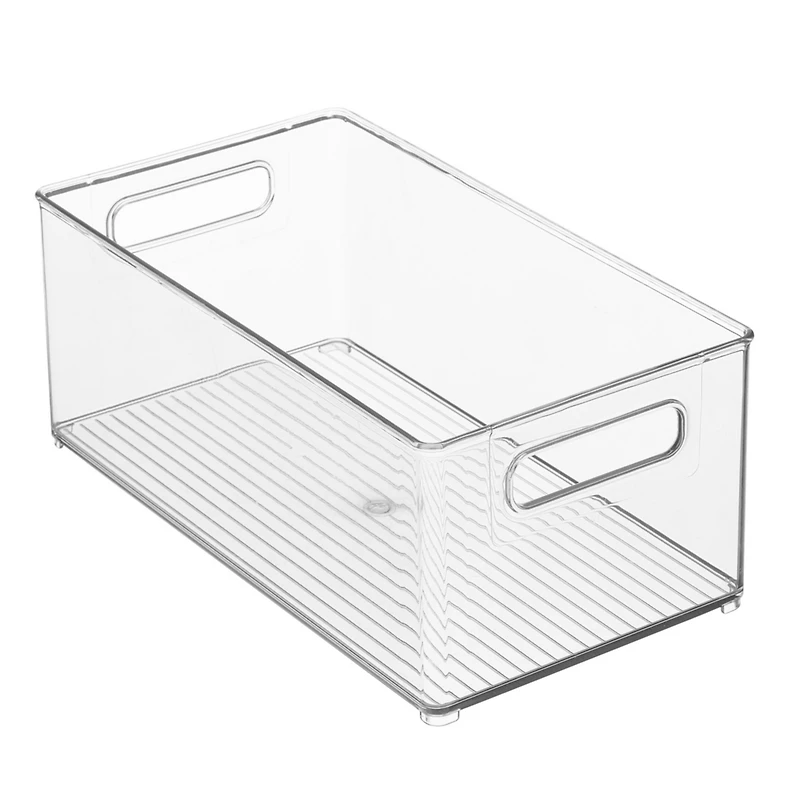 iDesign Plastic Stackable Fridge Bin with Handles, Set of 4, Clear, Made in Usa