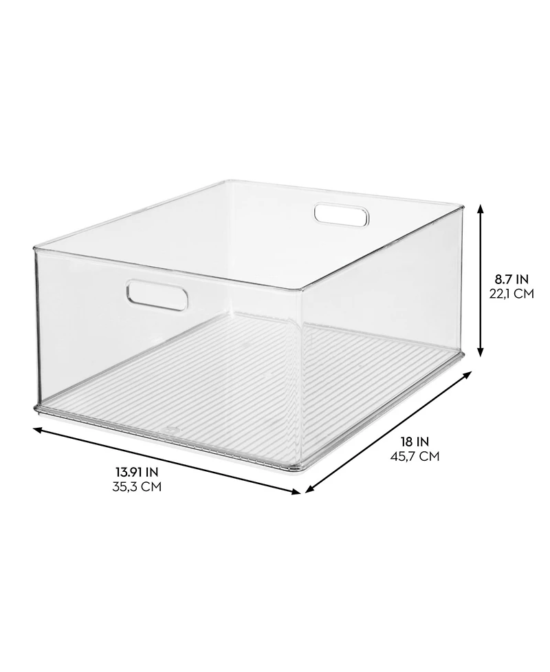 iDesign Plastic Pantry Storage Bin with Handles - Set of 3 - Clear