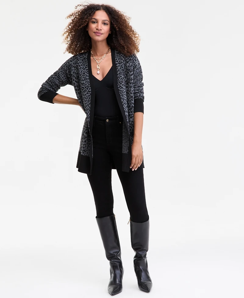 I.n.c. International Concepts Women's Jacquard Animal-Print Long Cardigan, Macy's Exclusive