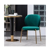 Roundhill Furniture Amoa 5-Pc Dining Set, White Round Dining Table with 4 Chairs, Green