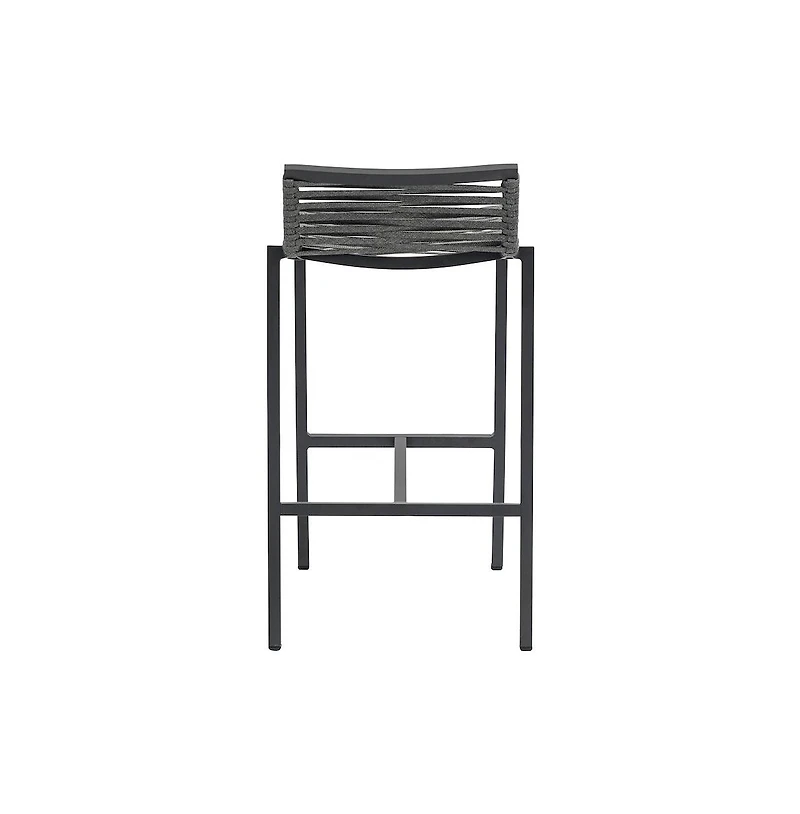 Meridian Furniture Maldives Grey Rope Fabric Outdoor Patio Barstool, Set of 2