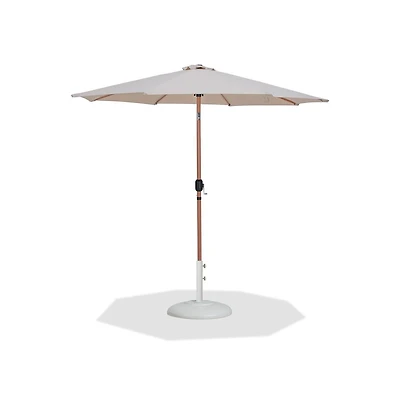Meridian Furniture Fiji Beige Fabric / Matte White Aluminum Patio Umbrella with Base Sets