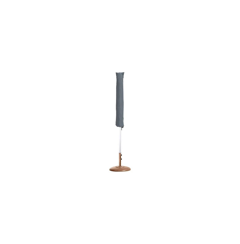 Meridian Furniture Fiji Beige Fabric / Teak Aluminum Patio Umbrella with Base Sets