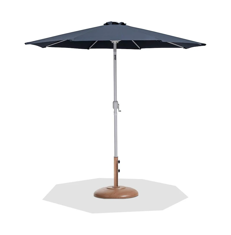 Meridian Furniture Fiji Fabric / Teak Aluminum Patio Umbrella with Base Sets
