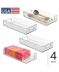 iDesign Stackable Pantry Storage Bin with Handles, Set of 4, Clear