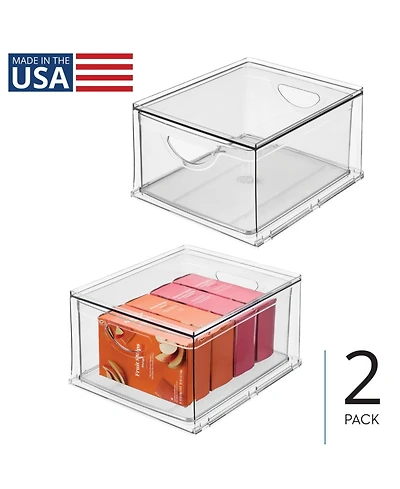 iDesign Stackable Storage Drawer for Pantry, Set of 2, Clear, Made in Usa