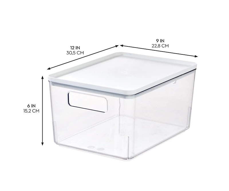 iDesign Pantry Bin with Removable Lid for Kitchen, Set of 6, Clear/White