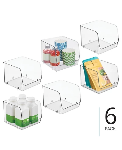 iDesign Stackable Open-Front Storage Bin, Set of 6, Clear, Made in Usa