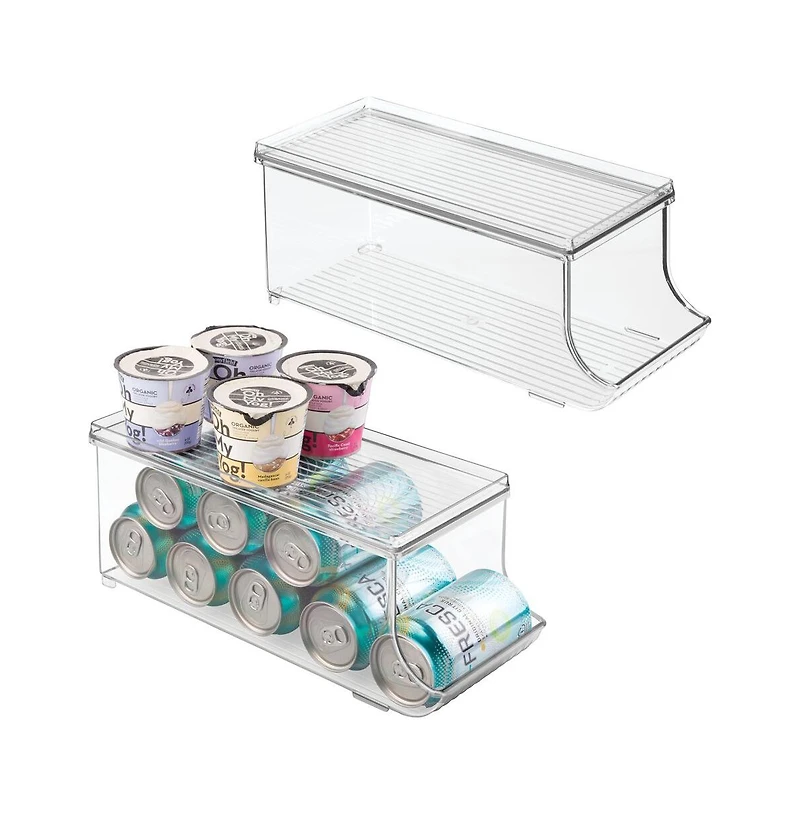 iDesign Soda Can Organizer with Lid for Pantry - Set of - Clear