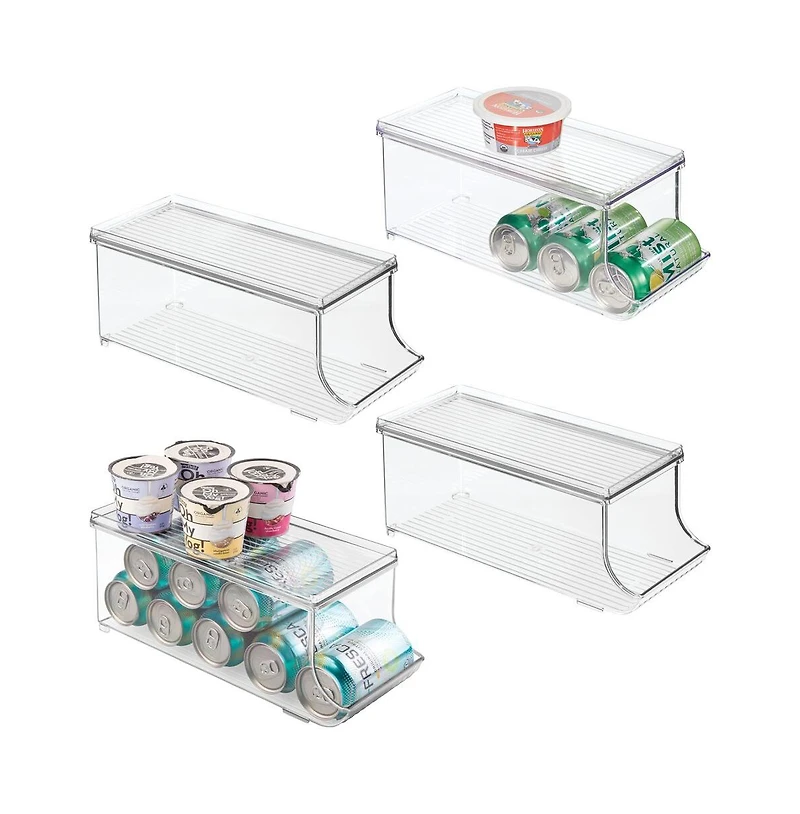 iDesign Soda Can Organizer with Lid for Pantry - Set of 4 - Clear - Made in Usa