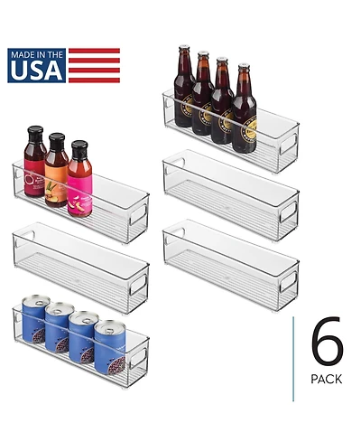 iDesign Plastic Stackable Fridge Bin with Handles, Set of 6, Clear, Made in Usa