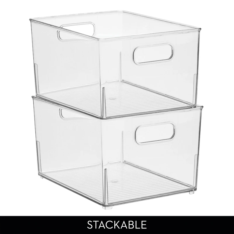 iDesign Small Stackable Bathroom Storage Bin - Set of 4 - Clear - Made in Usa
