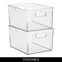iDesign Small Stackable Bathroom Storage Bin - Set of 4 - Clear - Made in Usa