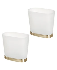 iDesign Small Oval Bathroom Trash Can - Frost/Soft Brass - Made in Usa