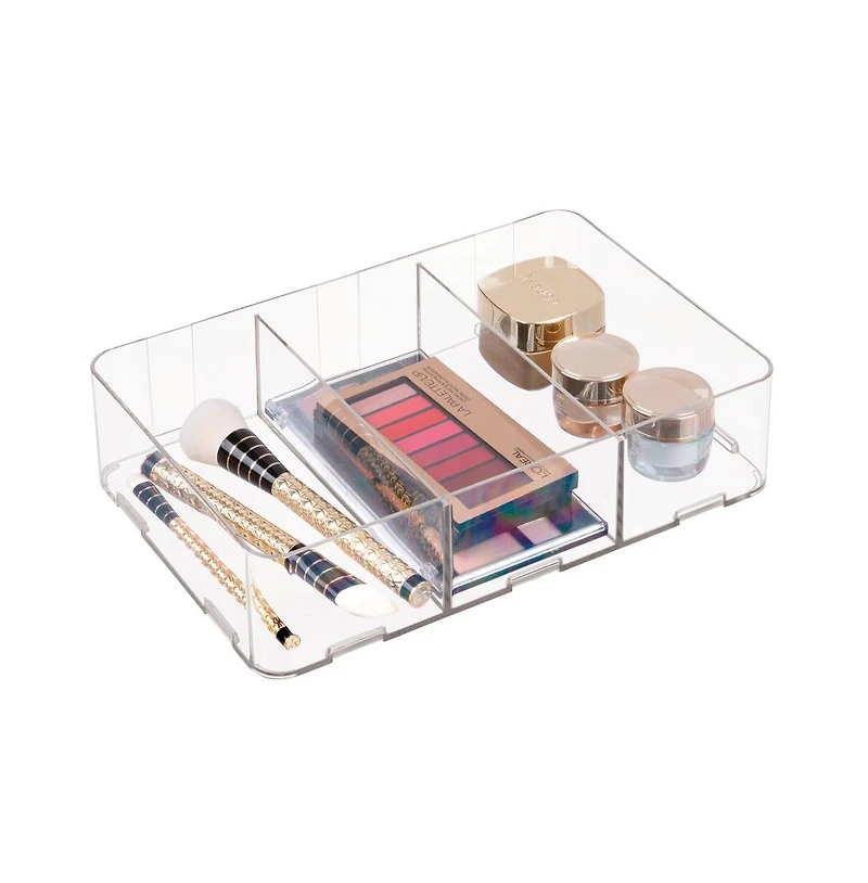 iDesign Interlocking 3-Section Plastic Drawer Organizer - Clear
