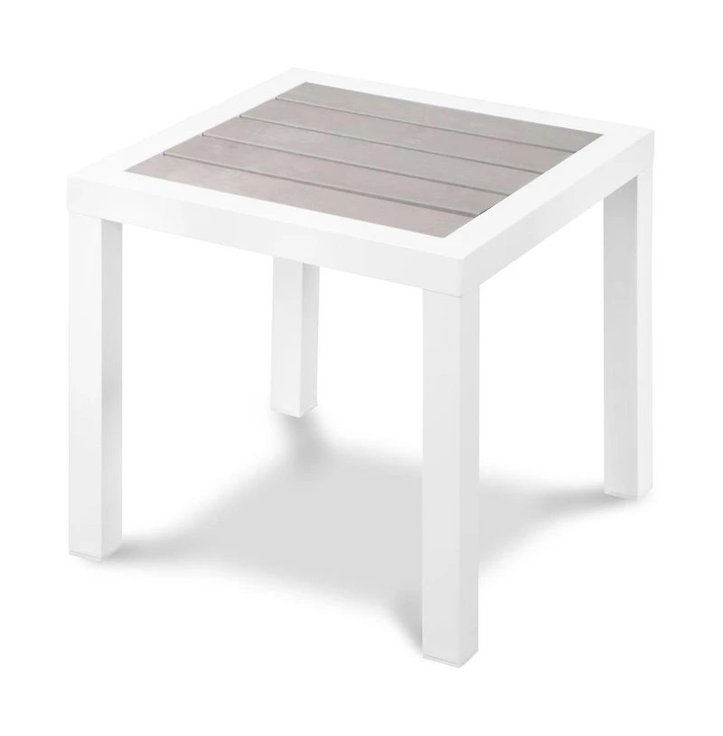 Meridian Furniture Nizuc Grey Wood Look Accent Paneling Outdoor Patio Aluminum End Table