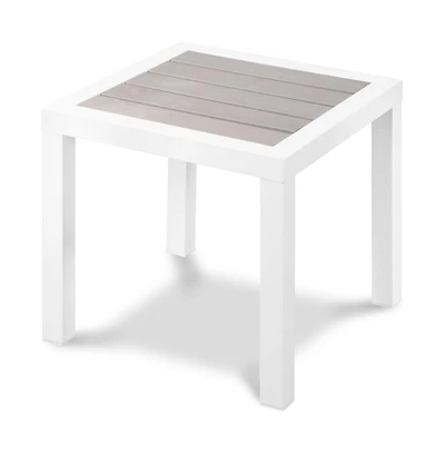 Meridian Furniture Nizuc Grey Wood Look Accent Paneling Outdoor Patio Aluminum End Table