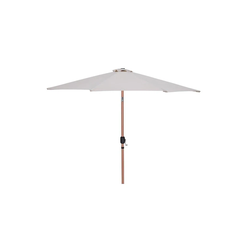 Meridian Furniture Fiji Beige Fabric / Teak Aluminum Patio Umbrella with Base Sets
