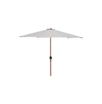 Meridian Furniture Fiji Beige Fabric / Teak Aluminum Patio Umbrella with Base Sets