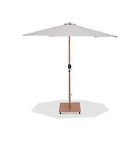 Meridian Furniture Fiji Beige Fabric / Teak Aluminum Patio Umbrella with Base Sets