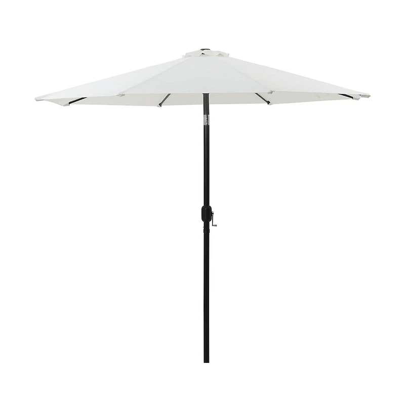 Meridian Furniture Fiji White Fabric / Teak Aluminum Patio Umbrella with Base Sets