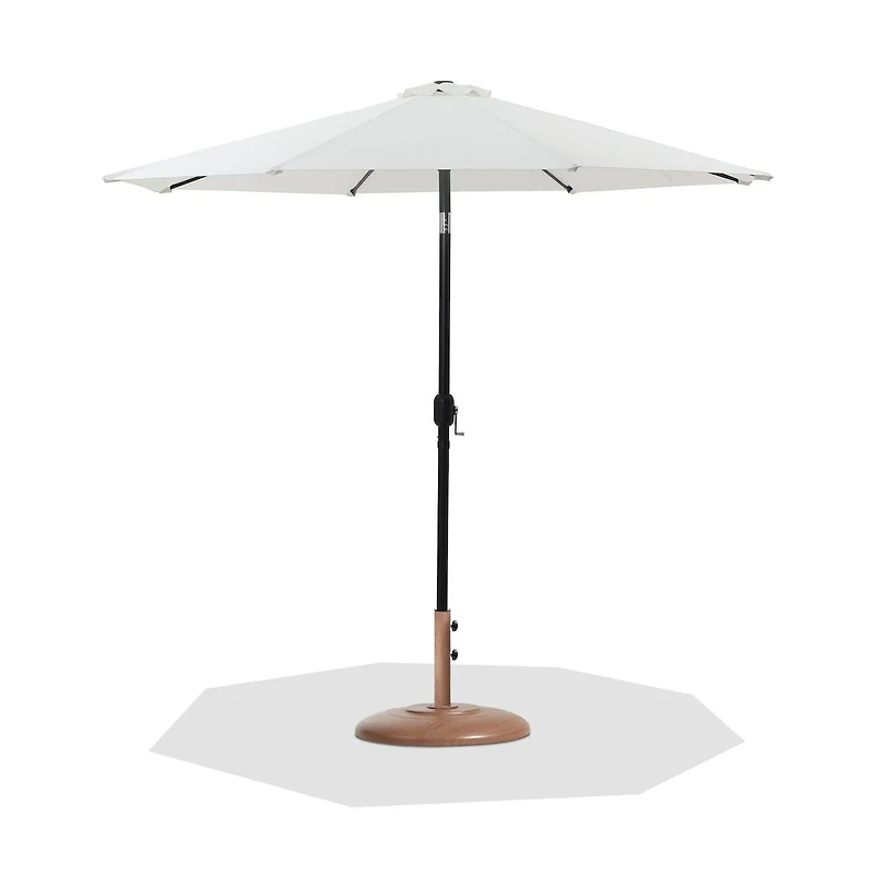 Meridian Furniture Fiji White Fabric / Teak Aluminum Patio Umbrella with Base Sets