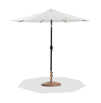 Meridian Furniture Fiji White Fabric / Teak Aluminum Patio Umbrella with Base Sets