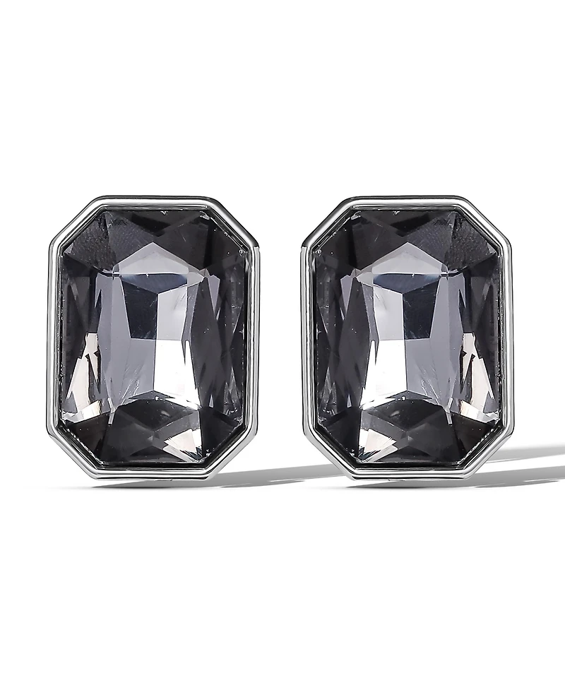 Jessica Simpson Faceted Gemstone Stud Earrings in Smoke Grey