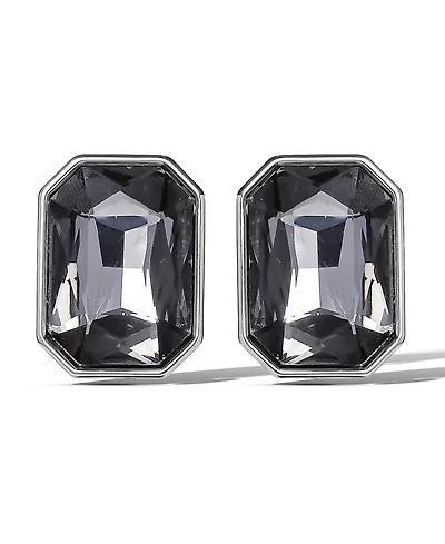 Jessica Simpson Faceted Gemstone Stud Earrings in Smoke Grey