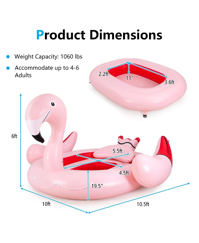 Akiudex Floating Island for 4 to 6 People with Cup Holders