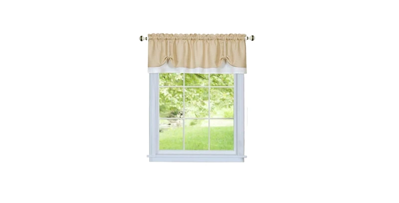Kate Aurora Country Farmhouse Flax Linen Tie Up Window Valance - 58 in. W x 14 L