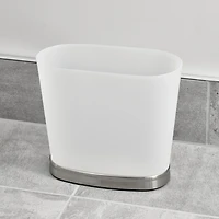 iDesign Small Oval Bathroom Trash Can - Frost/Brushed Nickel - Made in Usa
